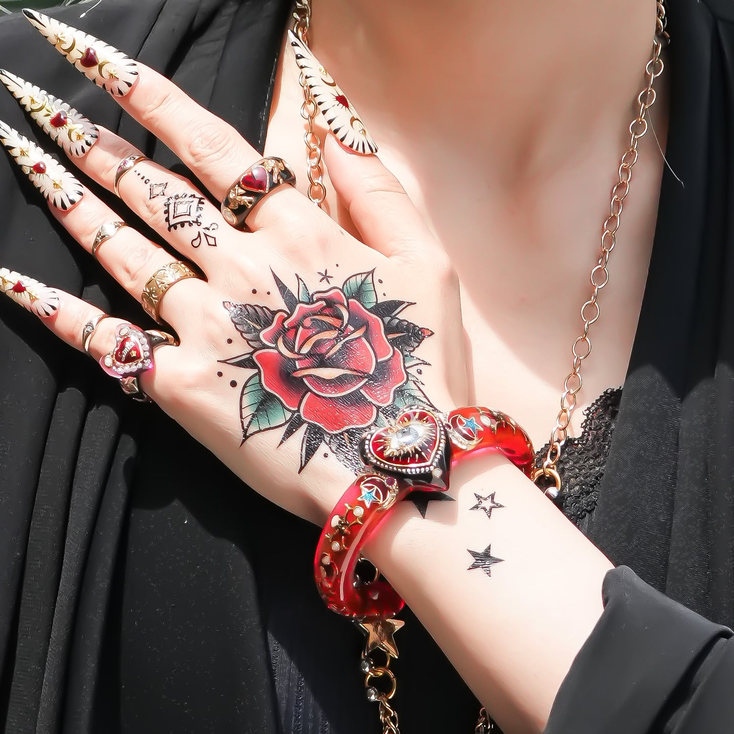 LOVE SMILE RING / HEART / GREEN × BLACK / #6