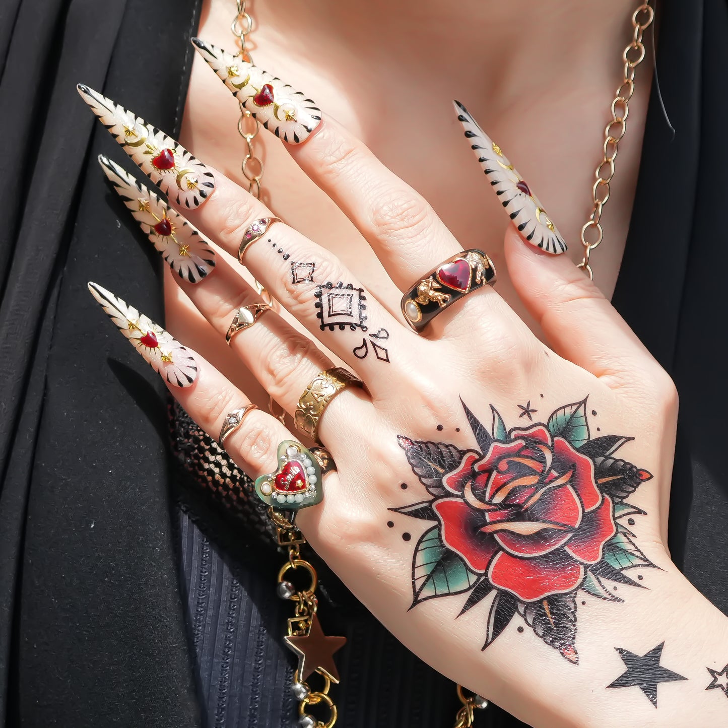 LOVE SMILE RING / HEART / GREEN × BLACK / #6