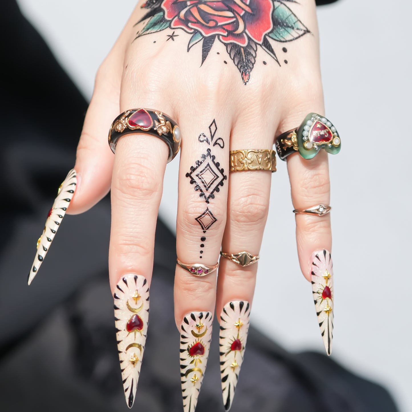 LOVE SMILE RING / HEART / GREEN × BLACK / #6