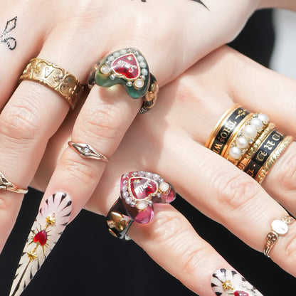 LOVE SMILE RING / HEART / GREEN × BLACK / #6
