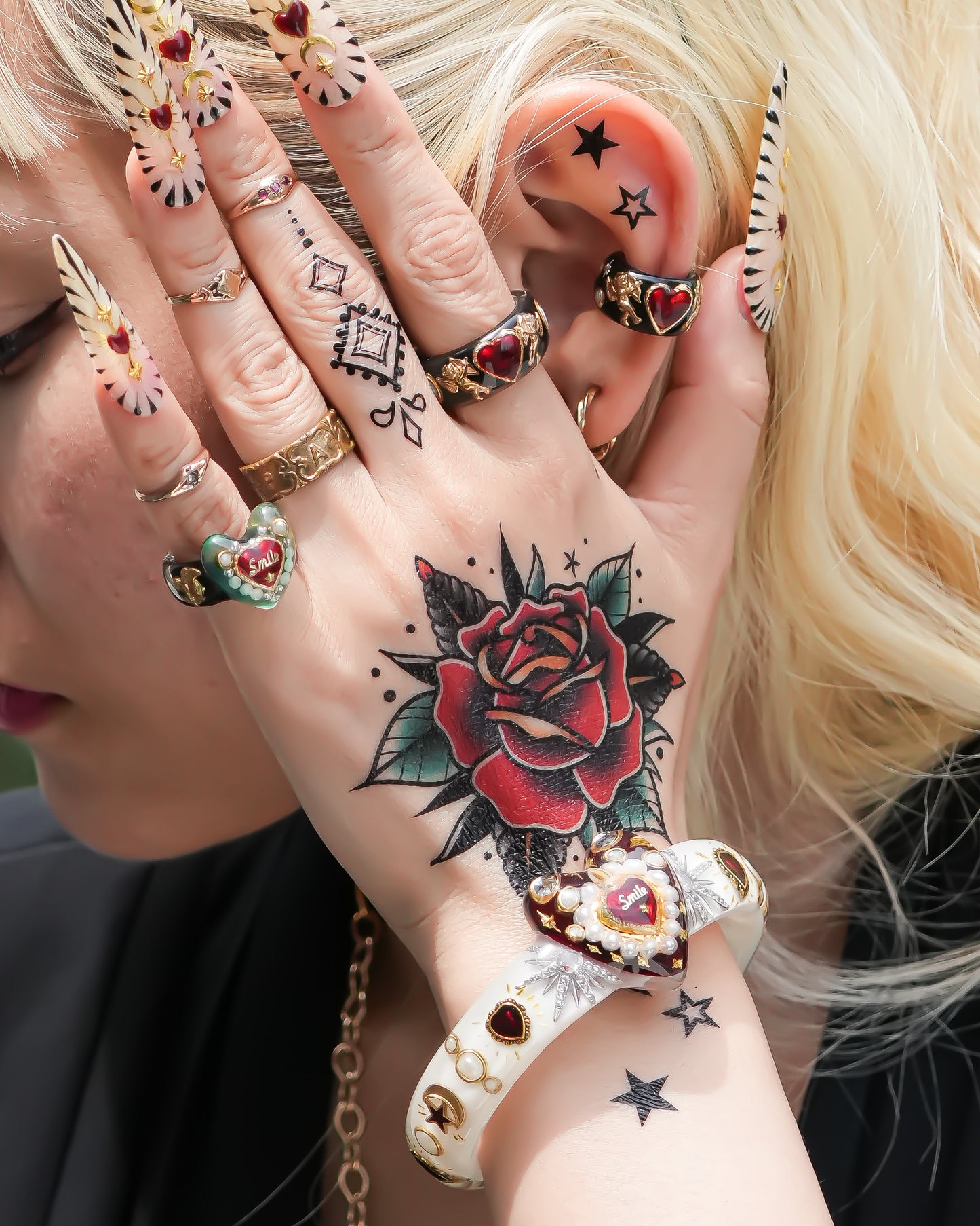 LOVE SMILE RING / HEART / GREEN × BLACK / #6