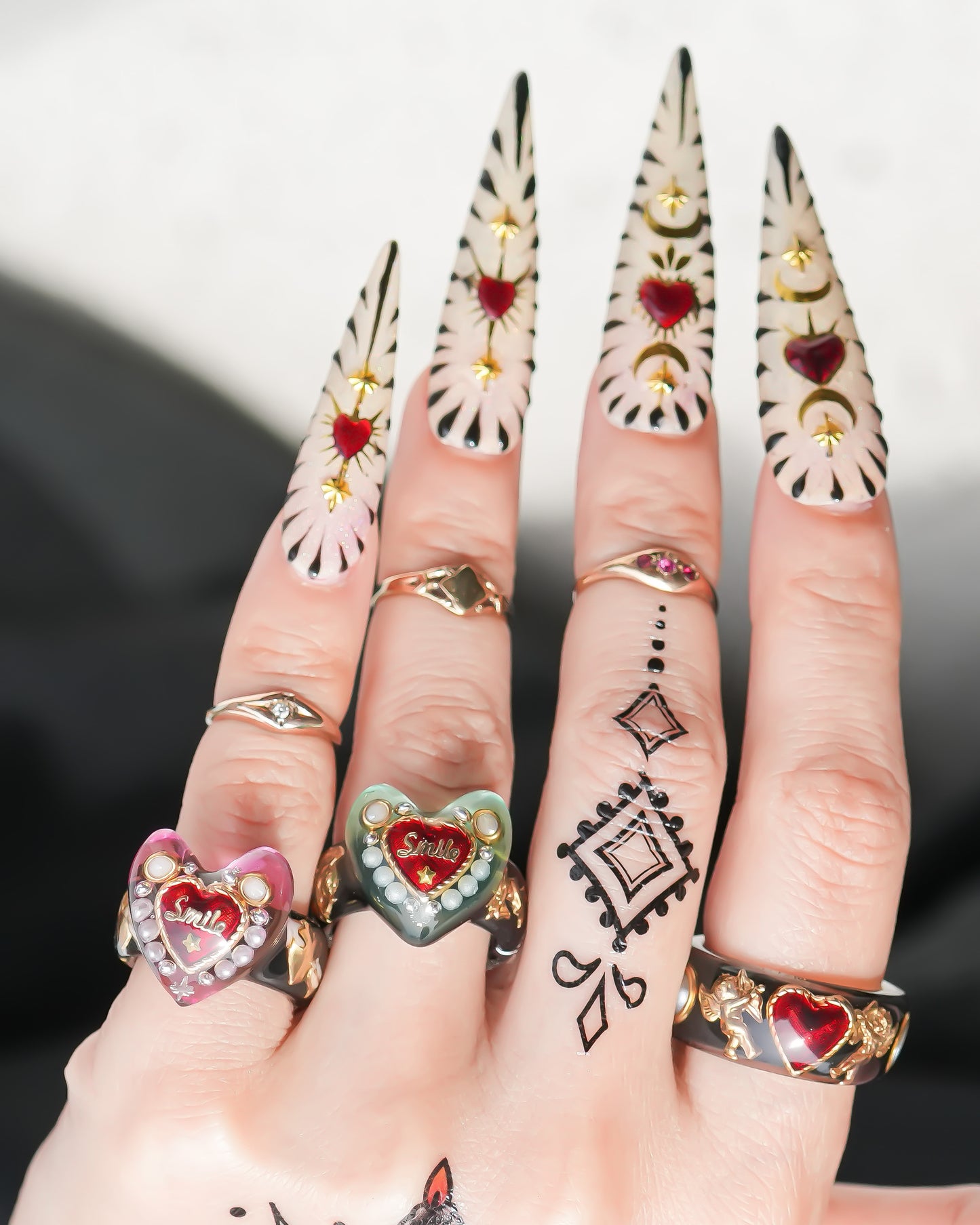 LOVE SMILE RING / HEART / GREEN × BLACK / #6