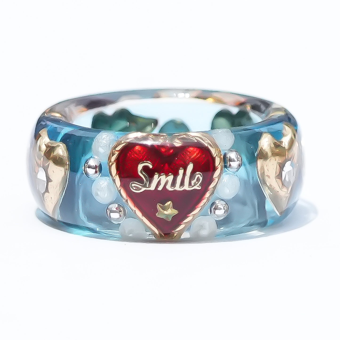LOVE SMILE RING / BAND / HEART / BLUE / #3