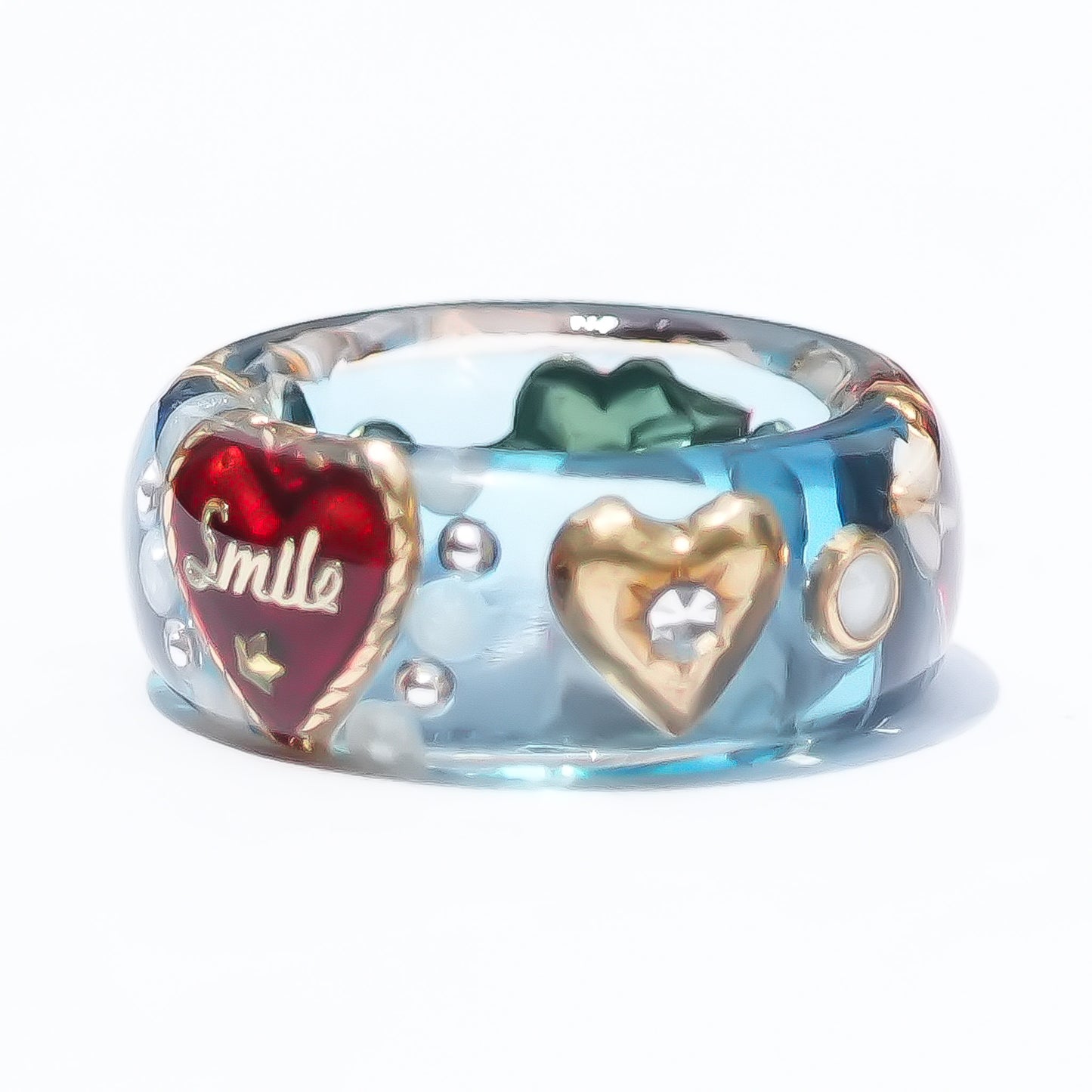 LOVE SMILE RING / BAND / HEART / BLUE / #3