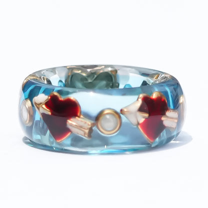 LOVE SMILE RING / BAND / HEART / BLUE / #3
