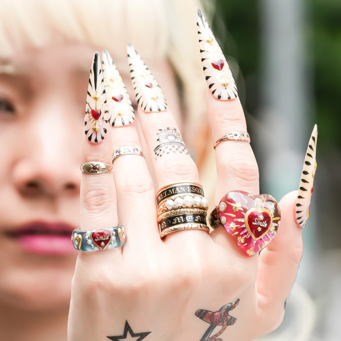 LOVE SMILE RING / BAND / HEART / BLUE / #3