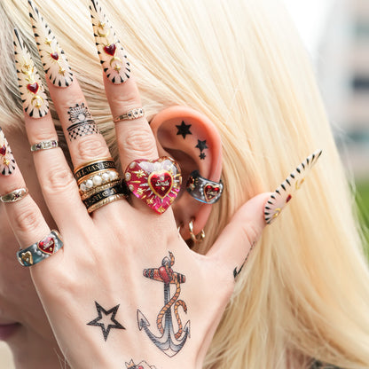 LOVE SMILE RING / BAND / HEART / BLUE / #3