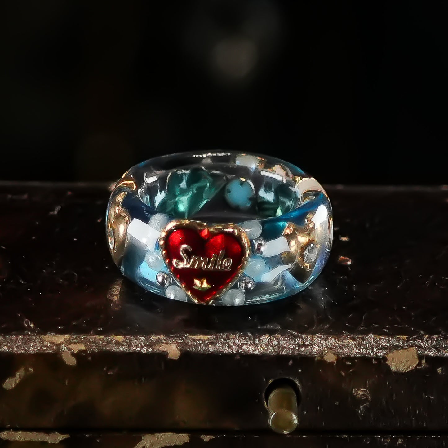 LOVE SMILE RING / BAND / HEART / BLUE / #3