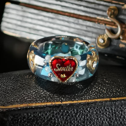 LOVE SMILE RING / BAND / HEART / BLUE / #3