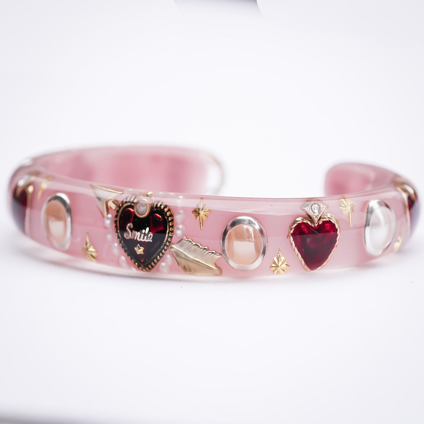 LOVE BRACELET / ARROW HEART / PEARL / SMOKY PINK