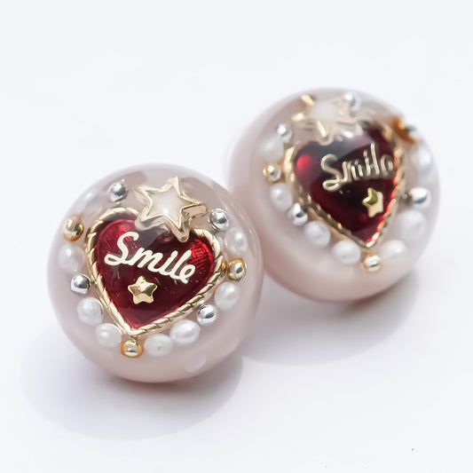 LOVE SMILE EARRINGS / PEARL / SMOKY PINK
