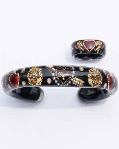 LOVE BRACELET / ARROW HEART / PEARL / BLACK