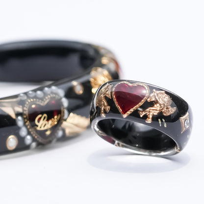 LOVE BRACELET / ARROW HEART / PEARL / BLACK
