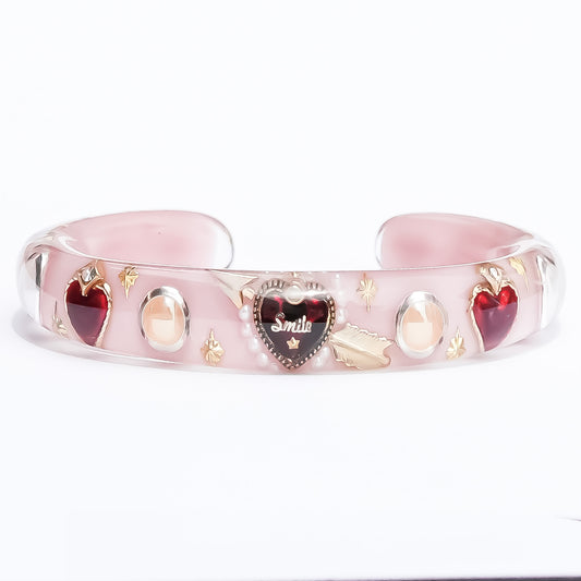 LOVE BRACELET / ARROW HEART / PEARL / SMOKY PINK