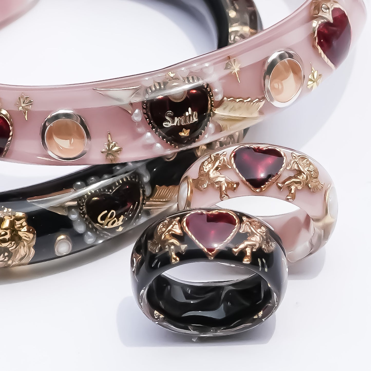 LOVE BRACELET / ARROW HEART / PEARL / SMOKY PINK