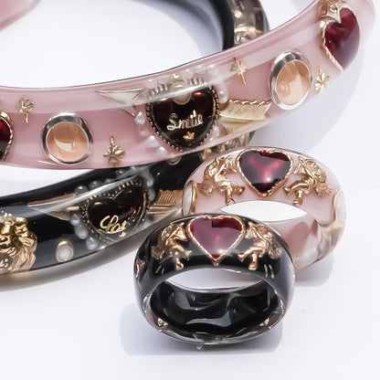 LOVE BRACELET / ARROW HEART / PEARL / SMOKY PINK