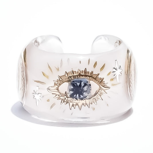 EYE EARRING / STAR MOON / SMOKY BEIGE