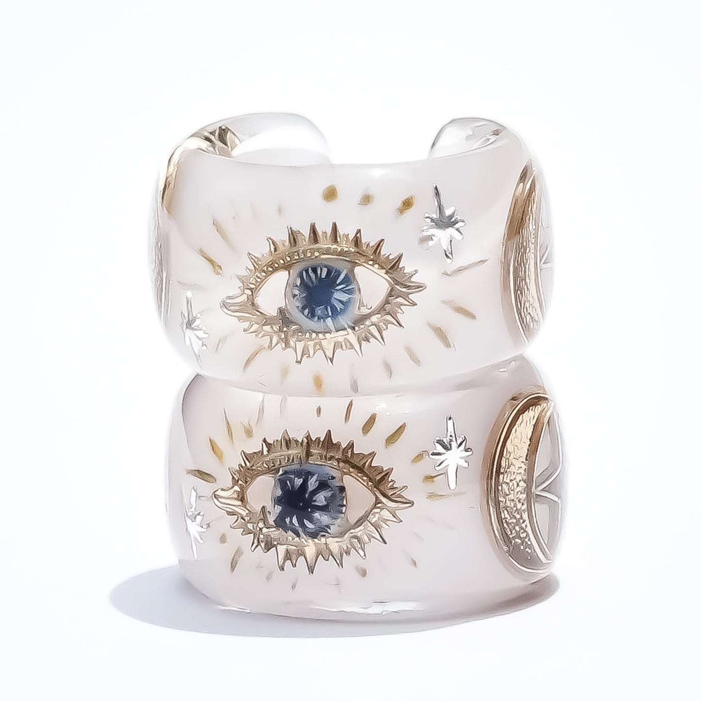 EYE EARRING / STAR MOON / SMOKY BEIGE