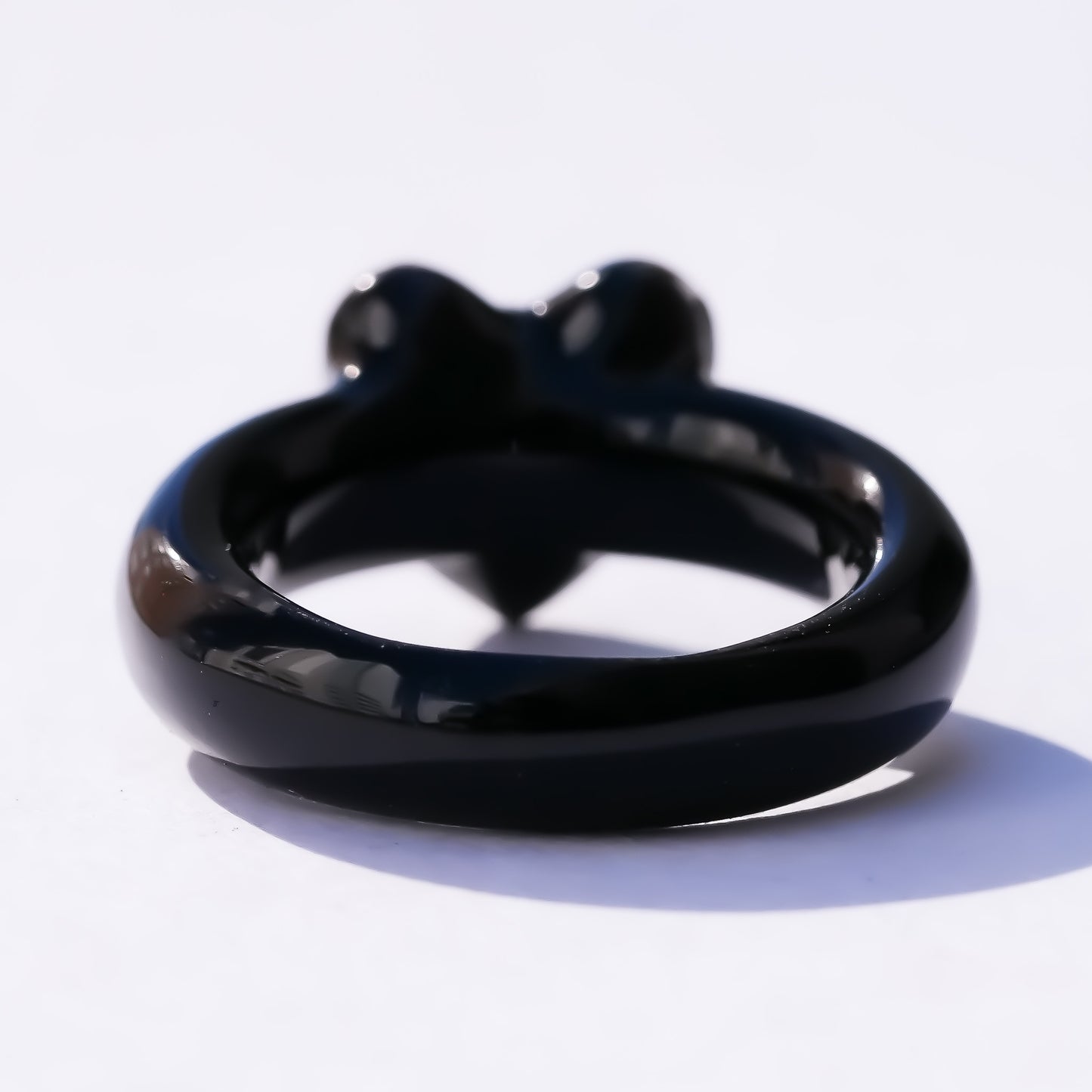 Bear Small Heart Ring - Black / #9 #12 #17