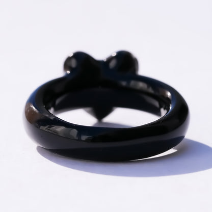 Bear Small Heart Ring - Black / #9 #12 #17
