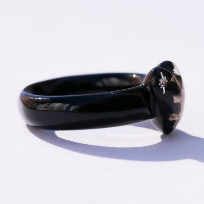 Bear Small Heart Ring - Black / #9 #12 #17