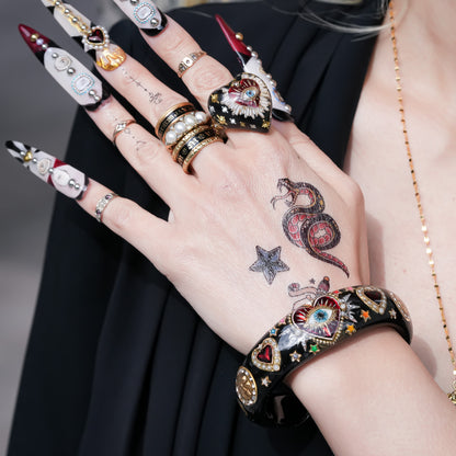 Sacred eye heart bracelet - black × rainbow