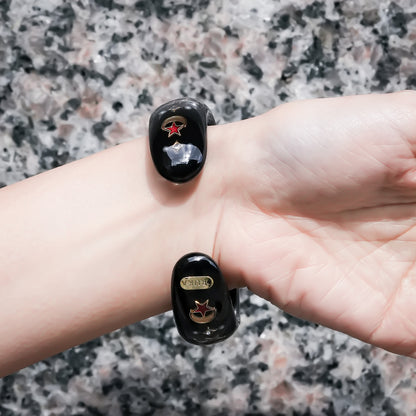 Sacred eye heart bracelet - black × rainbow