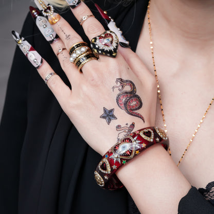 Sacred eye heart bracelet - red × rainbow