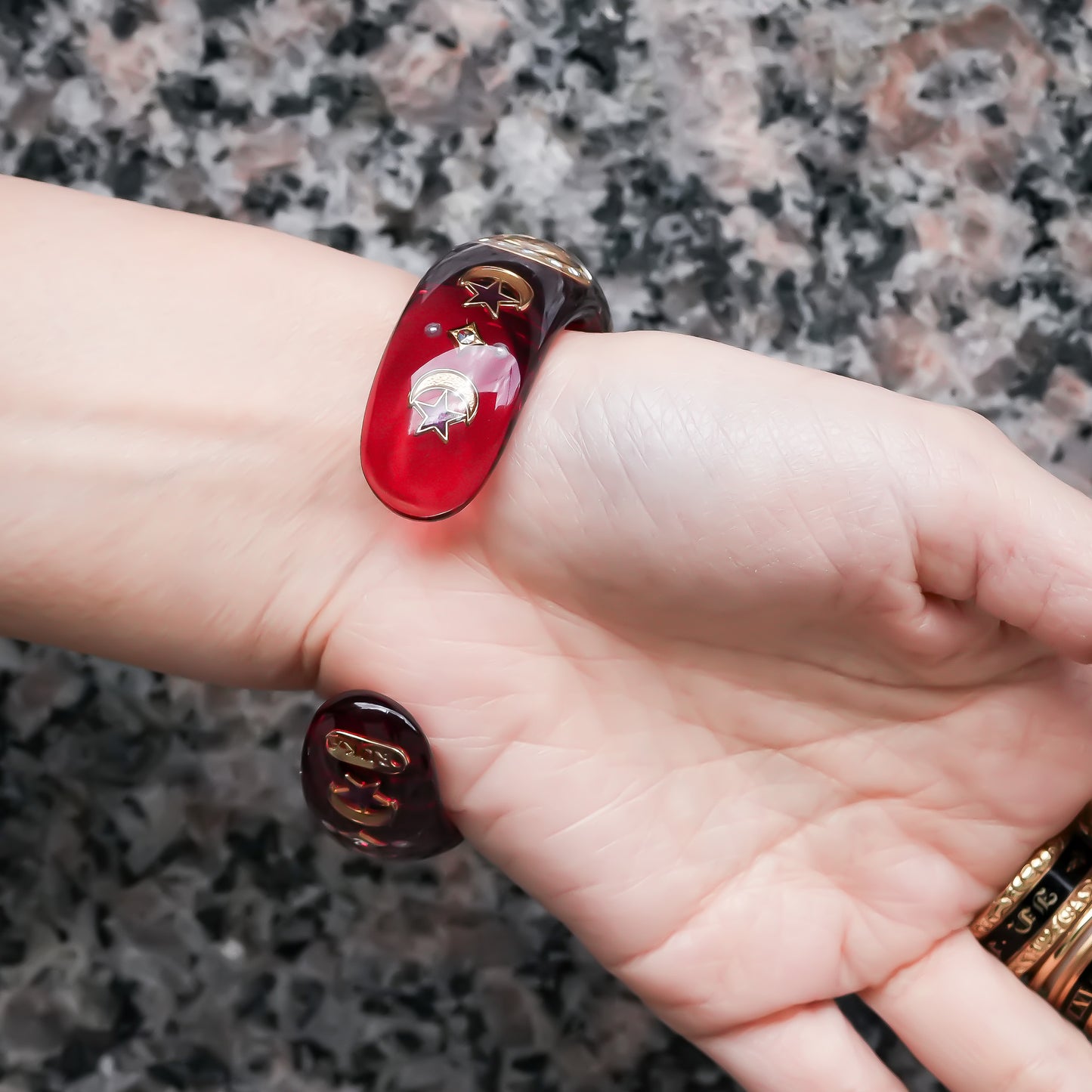 Sacred eye heart bracelet - red × rainbow