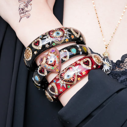 Sacred eye heart bracelet - red × rainbow