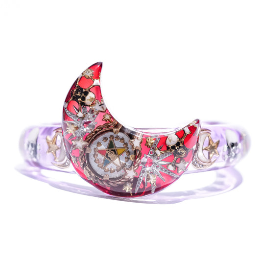 MOON BRACELET / MASONIC / MEMENTO MORI / PURPLE RED