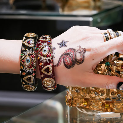 Sacred eye heart bracelet - red × rainbow