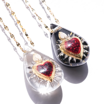 LOVE NECKLACE / DROP / CRYSTAL / BLACK