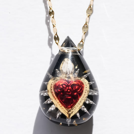 LOVE NECKLACE / DROP / CRYSTAL / BLACK