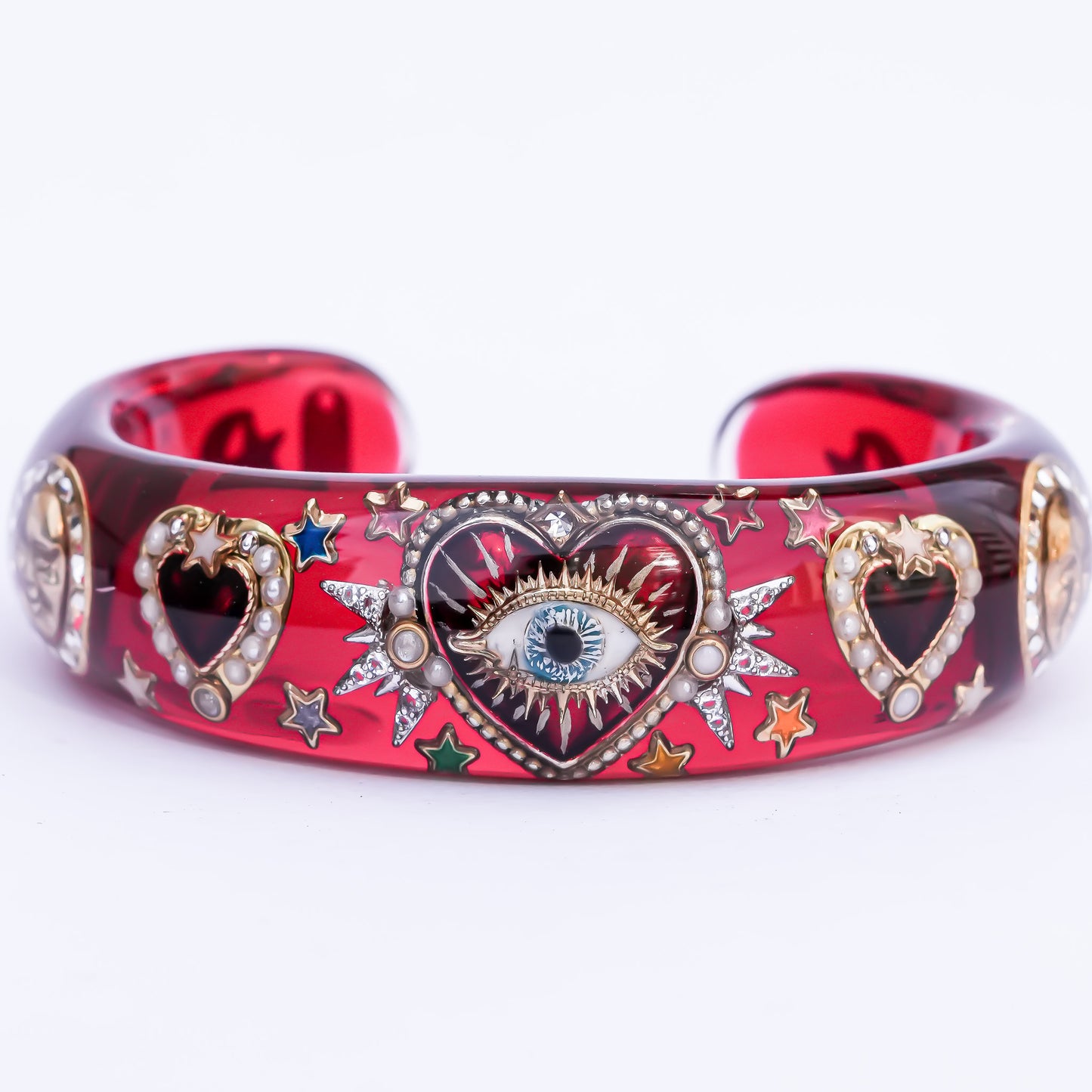 Sacred eye heart bracelet - red × rainbow