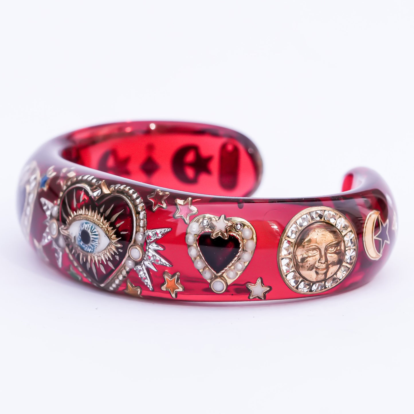 Sacred eye heart bracelet - red × rainbow