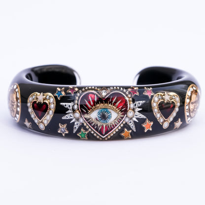 Sacred eye heart bracelet - black × rainbow
