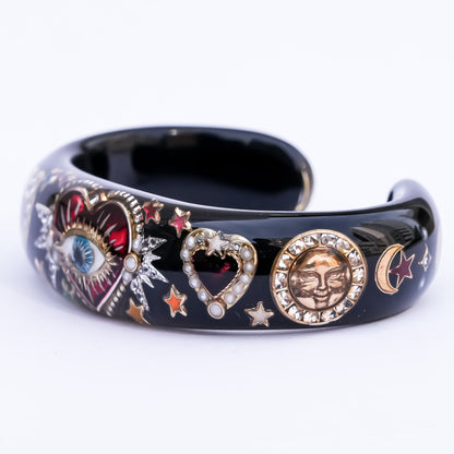 Sacred eye heart bracelet - black × rainbow