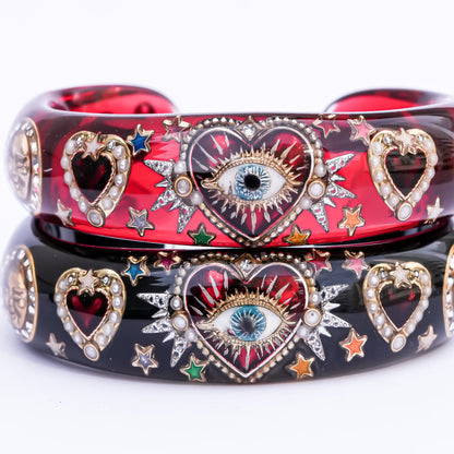 Sacred eye heart bracelet - red × rainbow