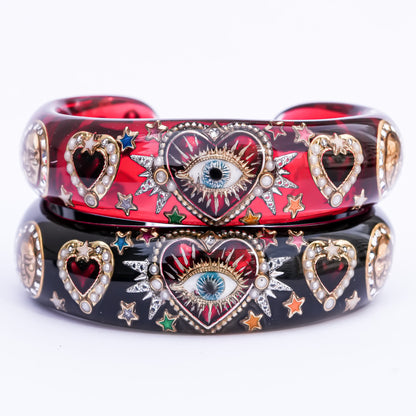 Sacred eye heart bracelet - black × rainbow