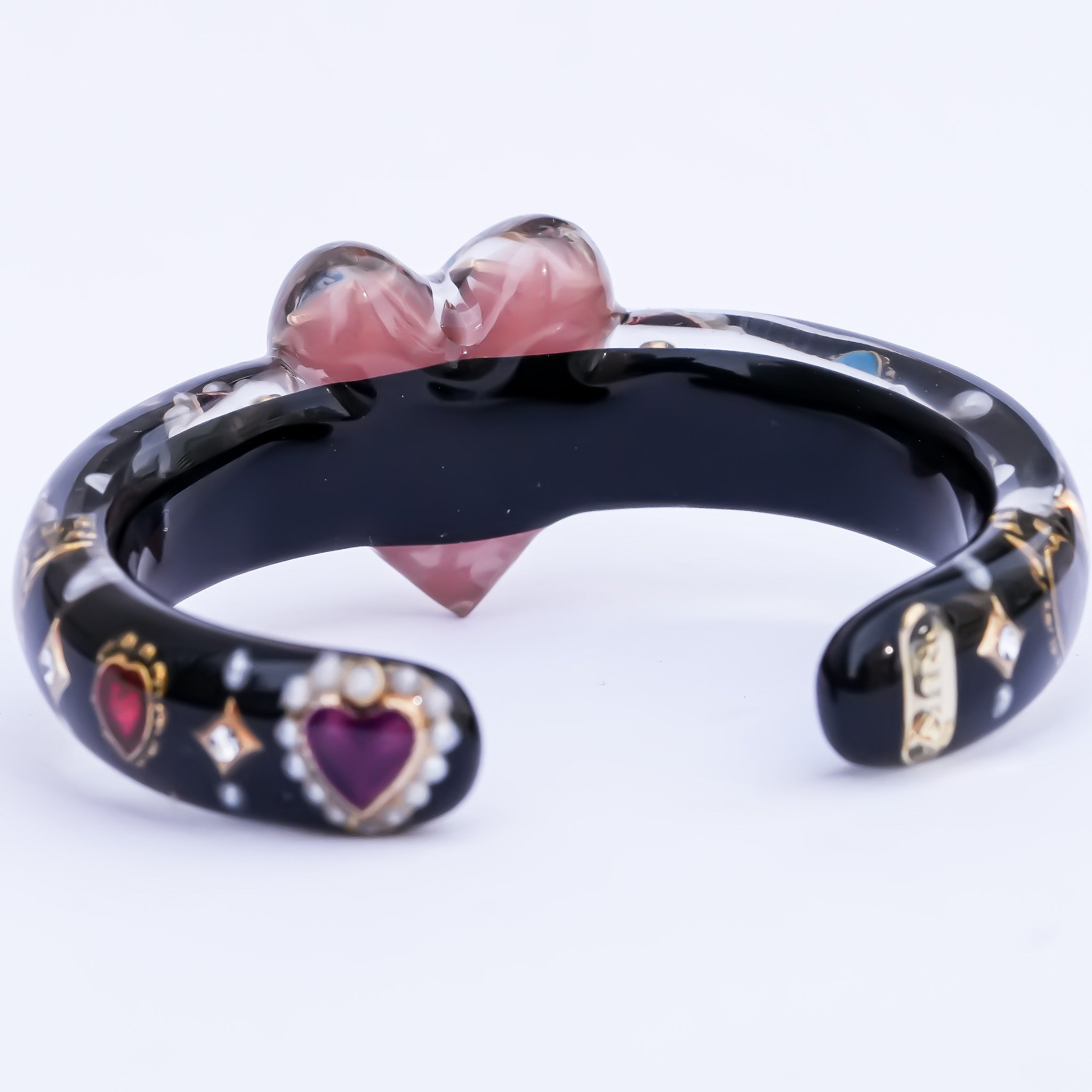 Mystic eye heart bracelet - black × smoky pink – RUKA