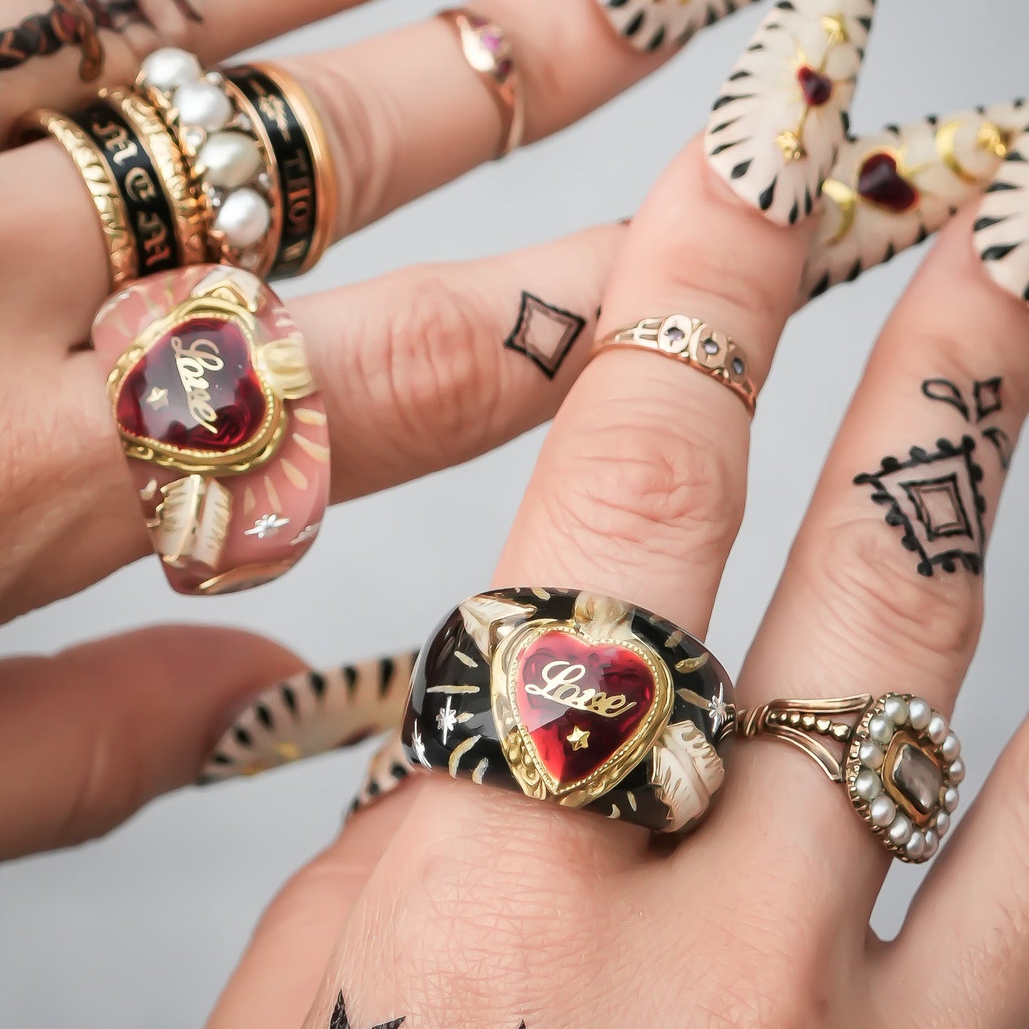 LOVE RING / HEART ARROW / SMOKY PINK / #13