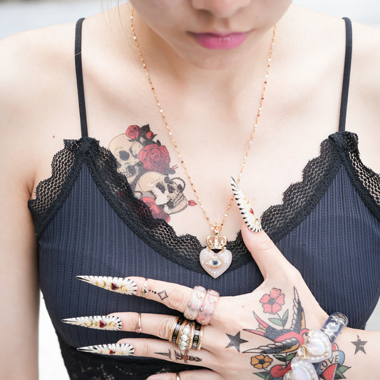 LOVE NECKLACE / EYE / HEART / CROWN / SMOKY PINK