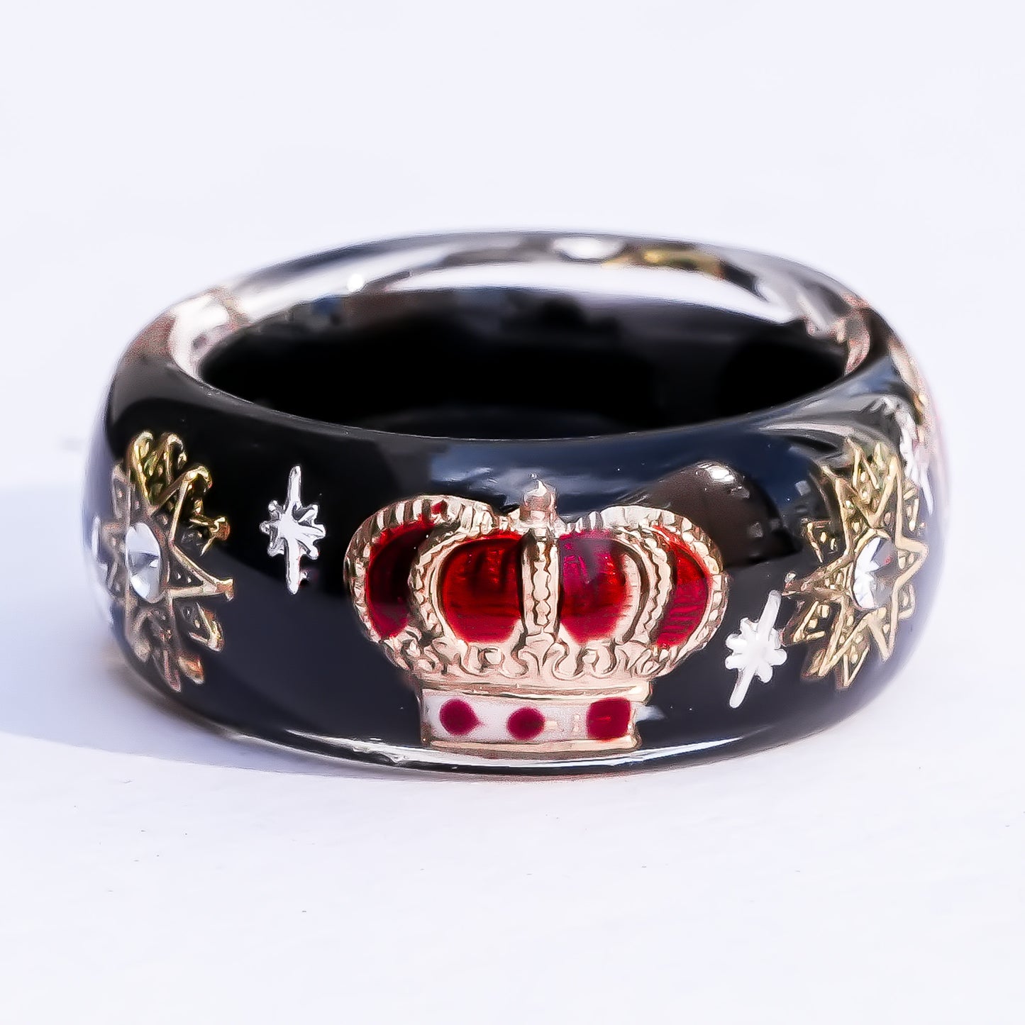 Royal destiny crown ring - black × red / ＃8