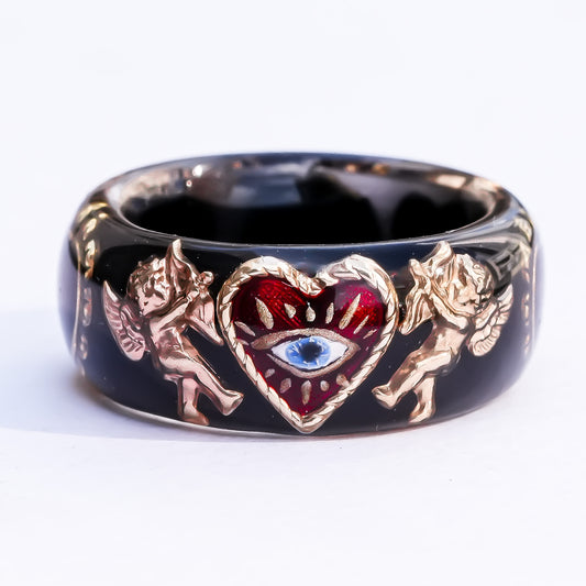 Angel Guarded Heart Eye Ring - black × red / ＃12 ＃13 ＃14
