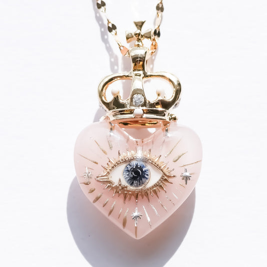 LOVE NECKLACE / EYE / HEART / CROWN / SMOKY PINK