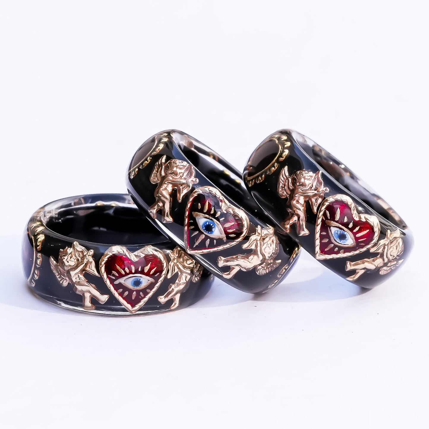 Angel Guarded Heart Eye Ring - black × red / ＃12 ＃13 ＃14