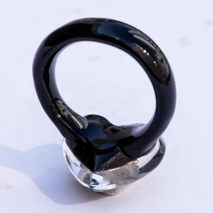 Sacred eye heart ring - black × pearl / ＃11