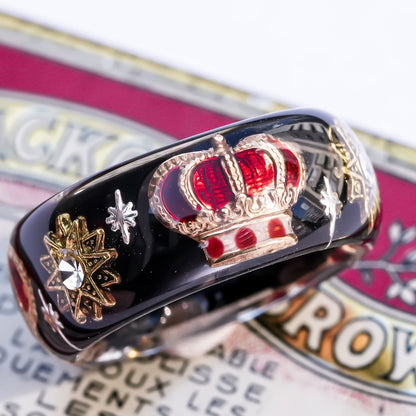 Royal destiny crown ring - black × red / ＃8