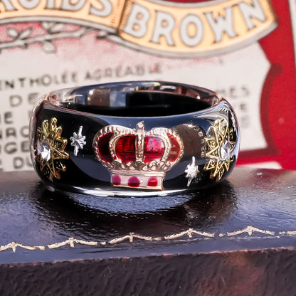 Royal destiny crown ring - black × red / ＃8